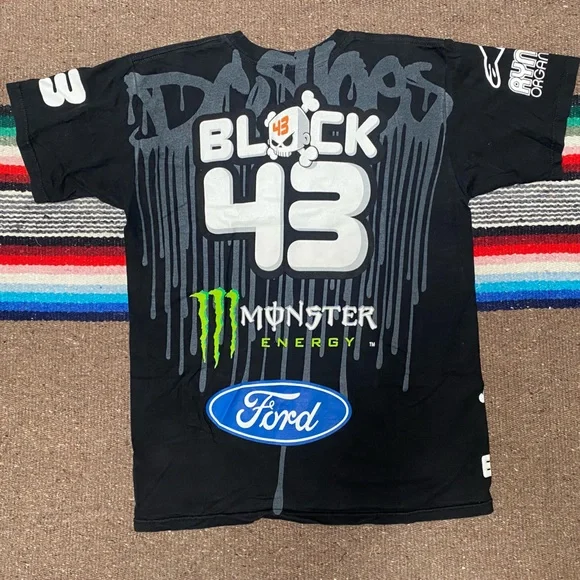KEN BLOCK 43 OFFICIAL MONSTER FORD T SHIRT GYMKHANA RACING RALLY 2 SIDED VINTAGE